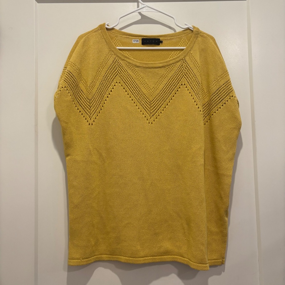 Hatch Yellow Cotton Chevron Pointelle Knit Sweater Vest Maternity Size 2